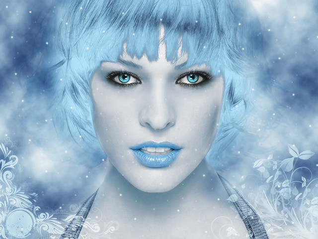 Woman blue hair blue eyes #2 free wallpaper for desktop - medium preview image