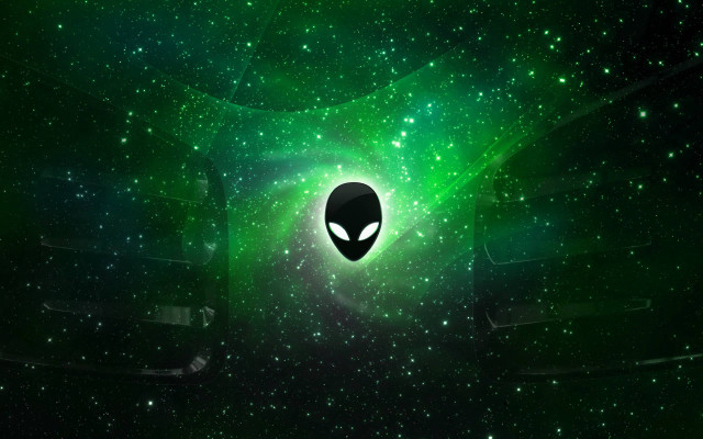 Alien head green space stars free wallpaper for desktop - medium preview image