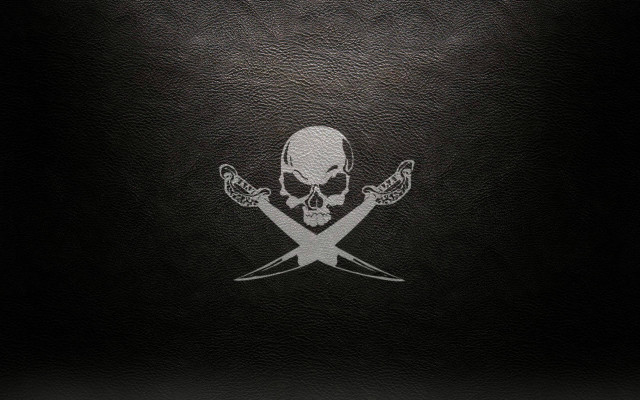 Black leather skull crossed swords free wallpaper for desktop - medium preview image