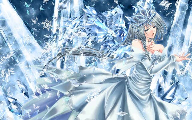 Snowflakes butterflies blue dress crown free wallpaper for desktop - medium preview image