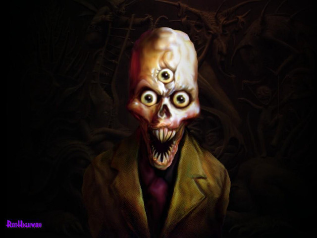 Creepy man face coat head free wallpaper for desktop - medium preview image