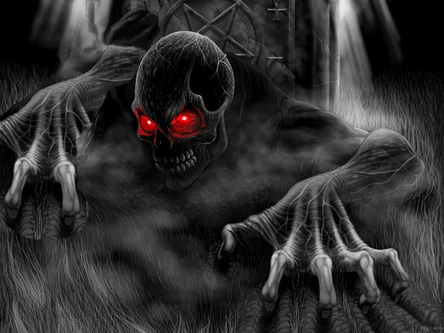 Creepy skeleton red eyes dark #2 free wallpaper for desktop - medium preview image