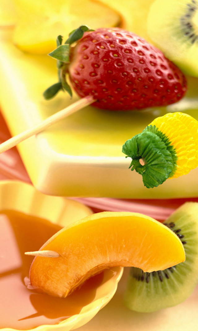 Fruit skewer piece on stick free wallpaper for mobile - medium preview image