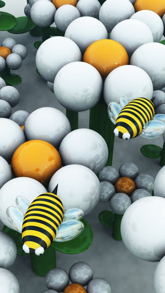 Bee balls center orange fruit free wallpaper for mobile - medium preview image