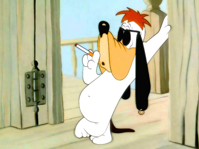 Cartoon character cigarette dog looking free wallpaper for desktop - medium preview image