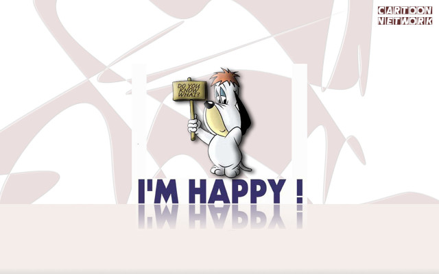 Cartoon character holding sign happy #2 free wallpaper for desktop - medium preview image