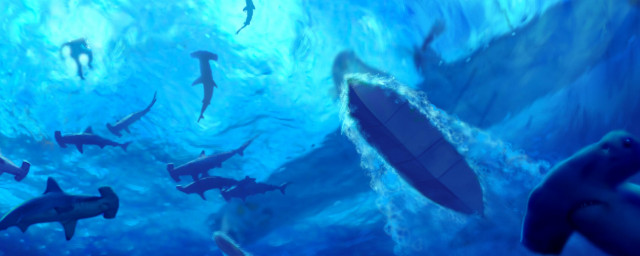 Sharks swimming blue ocean man free wallpaper for desktop - medium preview image