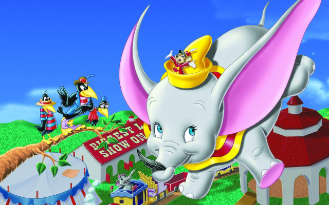 Cartoon elephant train circus sign free wallpaper for desktop - medium preview image