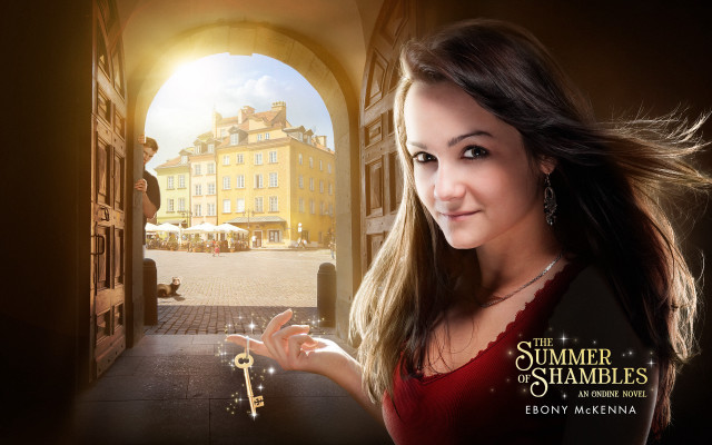 Woman holding key doorway building free wallpaper for desktop - medium preview image