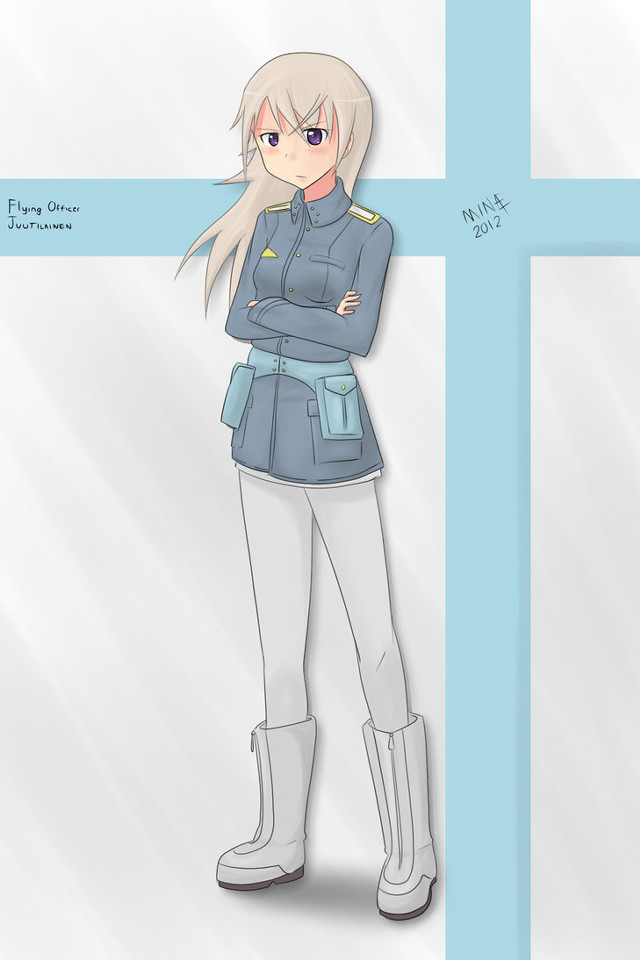 Girl uniform arms crossed drawing free wallpaper for mobile - medium preview image