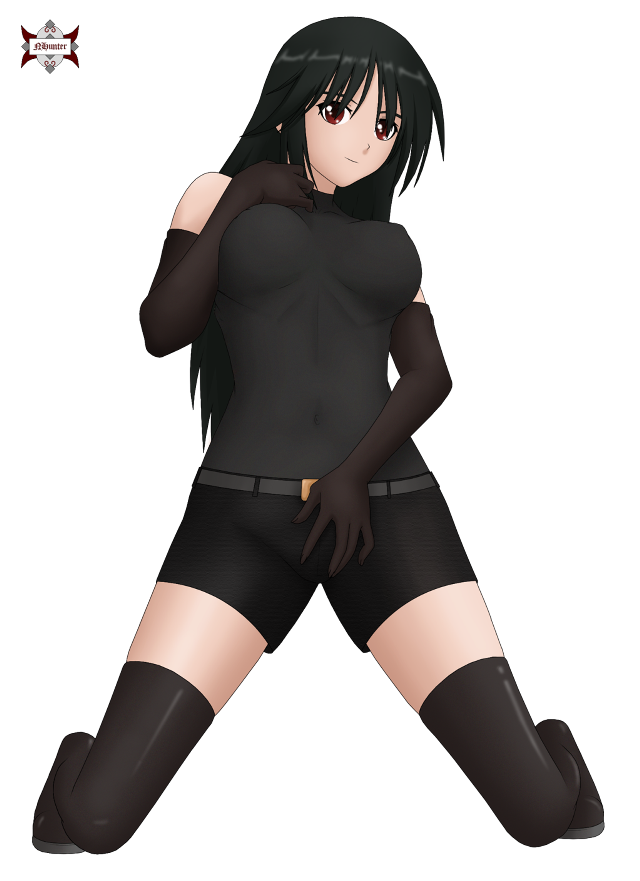 Woman black stockings posing hands free wallpaper for mobile - medium preview image