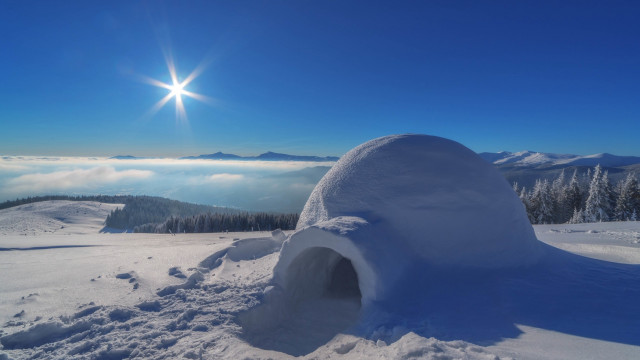 Snow cave hill sky sun free wallpaper for desktop - medium preview image