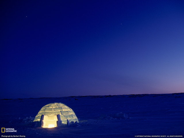 Small igloo snowy field night free wallpaper for desktop - medium preview image