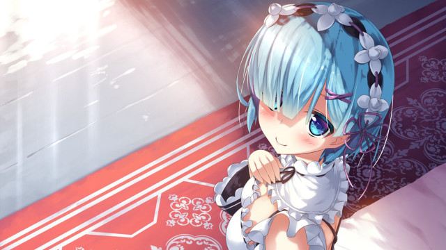 Chizuko yoshida blue haired maid free wallpaper for desktop - medium preview image