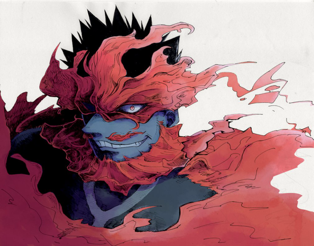 Red hair demon face red free wallpaper for desktop - medium preview image