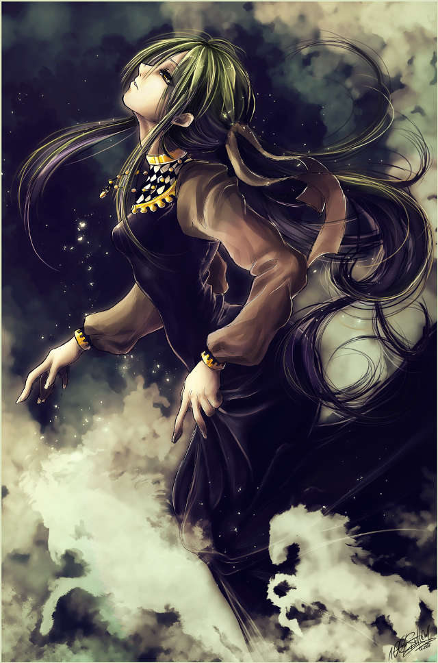 Woman flying long hair cloud free wallpaper for mobile - medium preview image