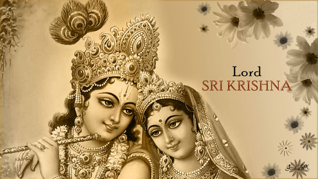 Lord sri srishna divine flowers free wallpaper for desktop - medium preview image