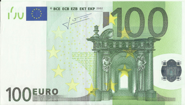 One hundred euro bill building free wallpaper for desktop - medium preview image