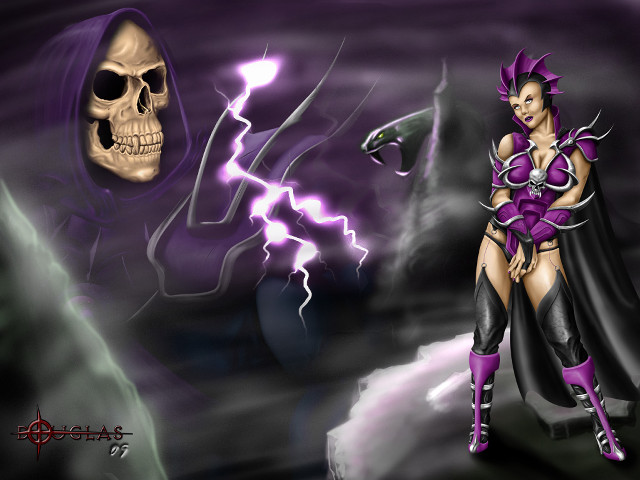 Skeleton woman purple outfit skull free wallpaper for desktop - medium preview image