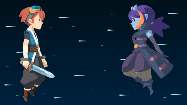 Cartoon characters dark swords holding free wallpaper for desktop - medium preview image