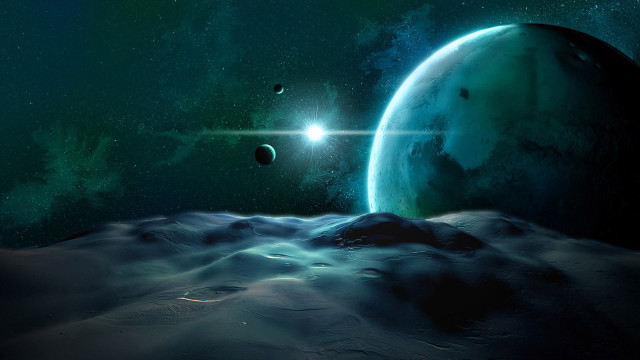 Planet starry sky horizon light free wallpaper for desktop - medium preview image