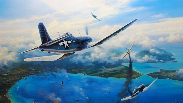 Plane water bird flying painting free wallpaper for desktop - medium preview image