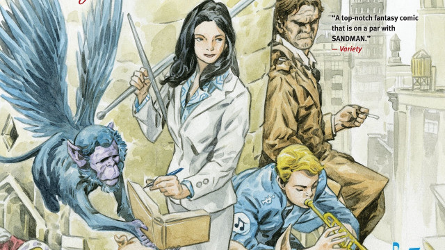 Woman surrounded people bird book free wallpaper for desktop - medium preview image