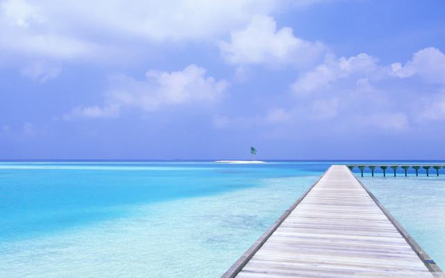 Pier ocean boat island distance free wallpaper for desktop - medium preview image