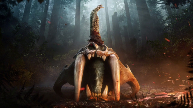 Giant dinosaur riding man woods free wallpaper for desktop - medium preview image