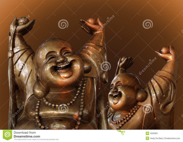 Laughing buddha statue arms up free wallpaper for desktop - medium preview image