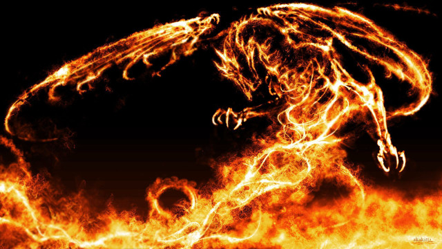 Fire breathing dragon artistic autumn free wallpaper for desktop - medium preview image