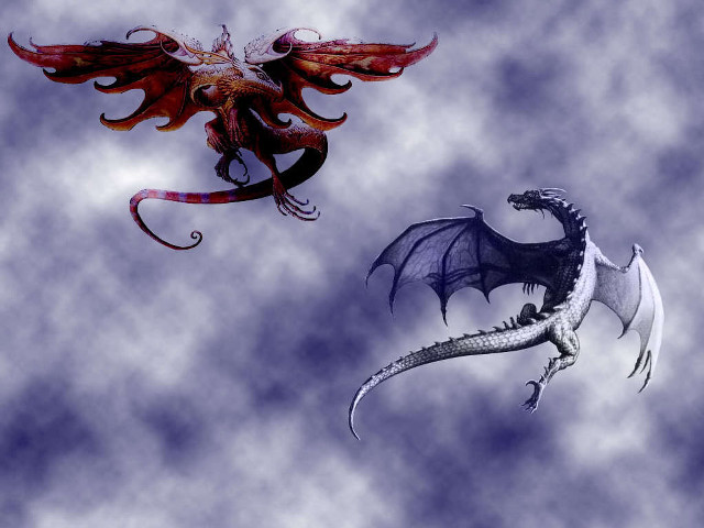 Dragon bird flying cloudy sky free wallpaper for desktop - medium preview image