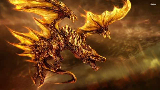 Golden dragon black background red free wallpaper for desktop - medium preview image