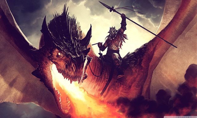 Dragon riders fire demon cloudy free wallpaper for desktop - medium preview image