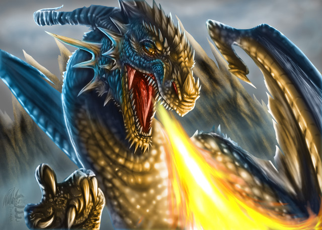 Dragon fire breathing flame mouth free wallpaper for desktop - medium preview image