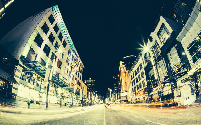 City street clock tower night #5 free wallpaper for desktop - medium preview image