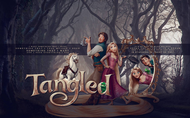 Tangled cartoon horse man woman free wallpaper for desktop - medium preview image