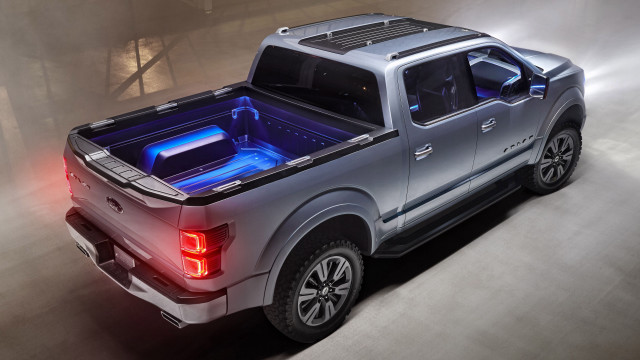 Silver truck blue light white free wallpaper for desktop - medium preview image