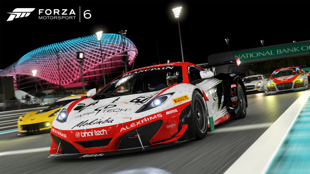 Racing car night track neon free wallpaper for desktop - medium preview image