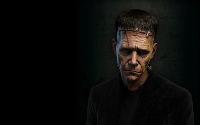 Creepy man black jacket earrings free wallpaper for desktop - medium preview image
