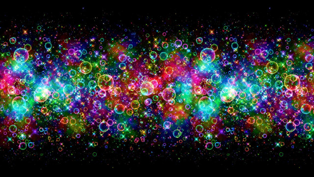 Colorful bubbles stars black background free wallpaper for desktop - medium preview image