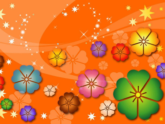 Colorful background flowers stars center #2 free wallpaper for desktop - medium preview image