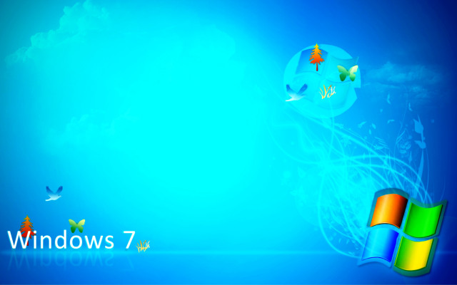Blue background clock windows7 butterfly free wallpaper for desktop - medium preview image
