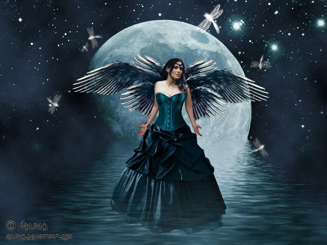 Woman dress wings water full free wallpaper for desktop - medium preview image