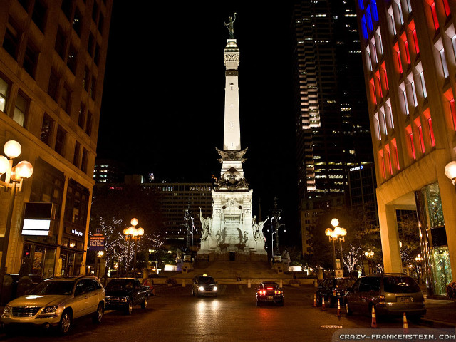 City street clock tower night free wallpaper for desktop - medium preview image