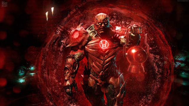 Red armor glowing horns skull free wallpaper for desktop - medium preview image