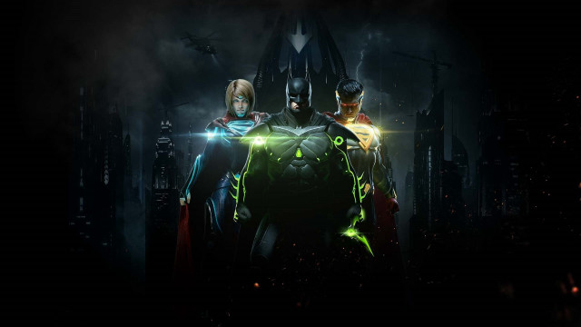 Superheroes dark city night glowing free wallpaper for desktop - medium preview image