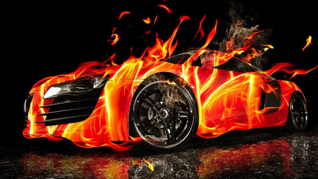 Car flames dark room black free wallpaper for desktop - medium preview image