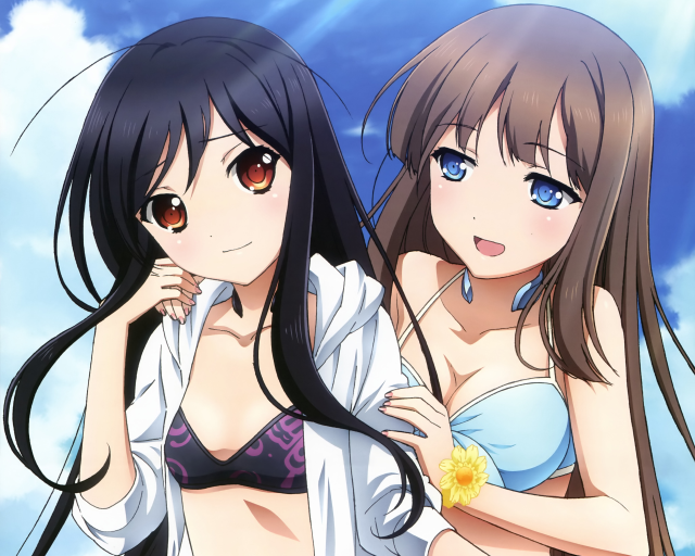 Anime girls blue sky bikini free wallpaper for desktop - medium preview image