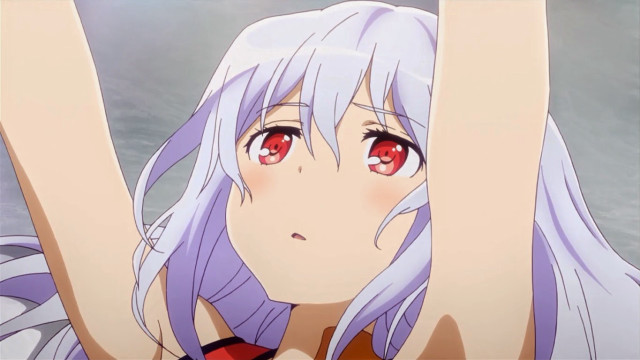 White haired red eyed posing free wallpaper for desktop - medium preview image